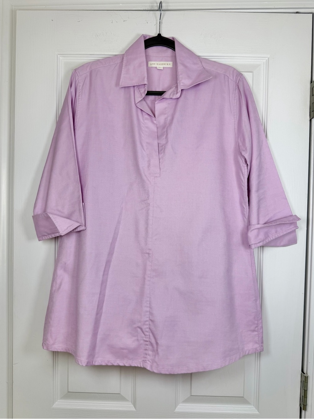 Ann Mashburn Size M • Pink Cotton Popover Shirt Long Sleeve Tunic Top.
